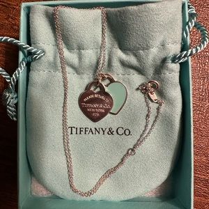 Sterling silver  Tiffany blue double heart pendant.